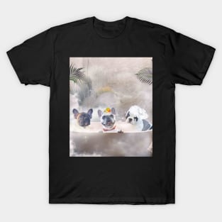 French Bulldog Dog Dogs Bathing Bathtub Bath Shower Funny T-Shirt